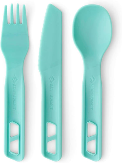 Sea to Summit Passage Camp Cutlery Set, Fork, Spoon and Knife, Aqua Sea Blue