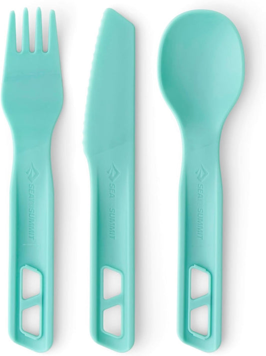 Sea to Summit Passage Camp Cutlery Set, Fork, Spoon and Knife, Aqua Sea Blue