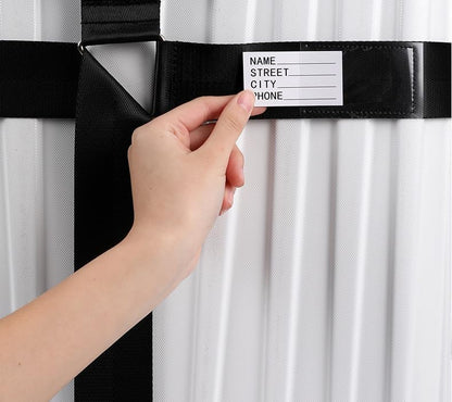 2-Pack Adjustable Luggage Straps for Suitcases – 2-Inch Wide Cross Travel Belt for 20"-32" Carry-On, Large & Collapsible Luggage – Durable Seatbelt Material, Suitcase Belts & Connector Straps (Black)