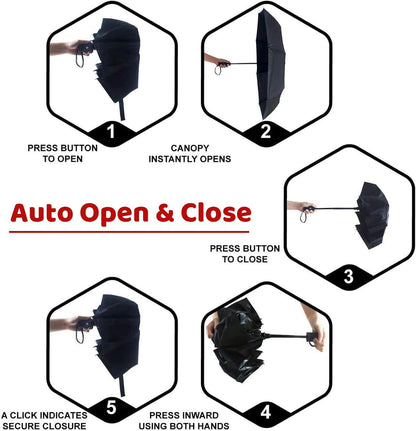 SY COMPACT Umbrella Automatic Travel Waterproof Light Folding Umbrellas Easy Carry for Women and Men