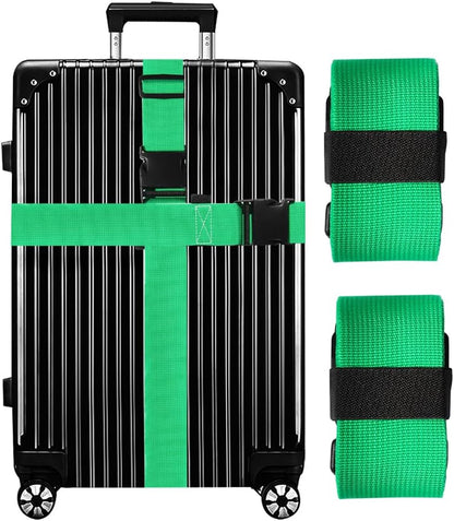 Luggage Straps for Suitcases TSA Approved-2 Pack Bright Personalized Luggage Belt Strap for Suitcase/Carry On Bag Luggage Accessories for Travel (Neon Green)