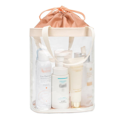 Travel Toiletry Bag, Clear Makeup Bag for Women, TSA Approved Toiletry Bag, Waterproof Clear Bag Cosmetic Pouch, Transparent Makeup Organizer, Carry on Airport Airline Compliant, Beige