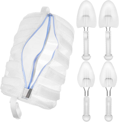 Mesh Shoe Laundry Bag with Stretcher for Washer and Dryer - Reusable Cleaning Bag Protects Shoes and Washing Machine, Ideal for Sneaker Cleaning and Storage
