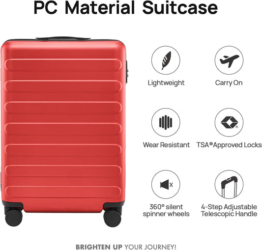 Carry on Luggage 22 X 14 X 9 Airline Approved, 20 Inch Luggage for 3-5 Days Travel, Double Spinner Wheels, 100% Hardshell PC, TSA Lock (06-Raspberry (Basic), Carry-On 20-Inch)
