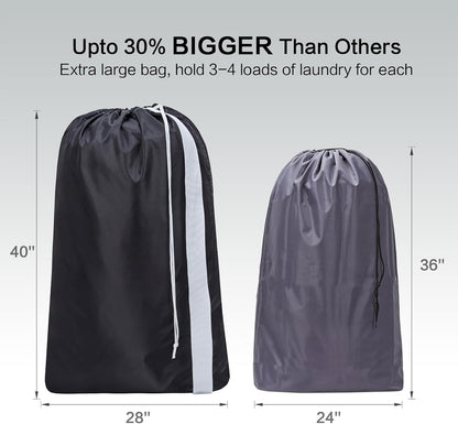 HOMEST XL Nylon Laundry Bag with Strap, Large Dirty Garments Organizer, Easy Fit a Hamper or Clothing Basket, Can Carry Up to 4 Loads of Clothes, Black