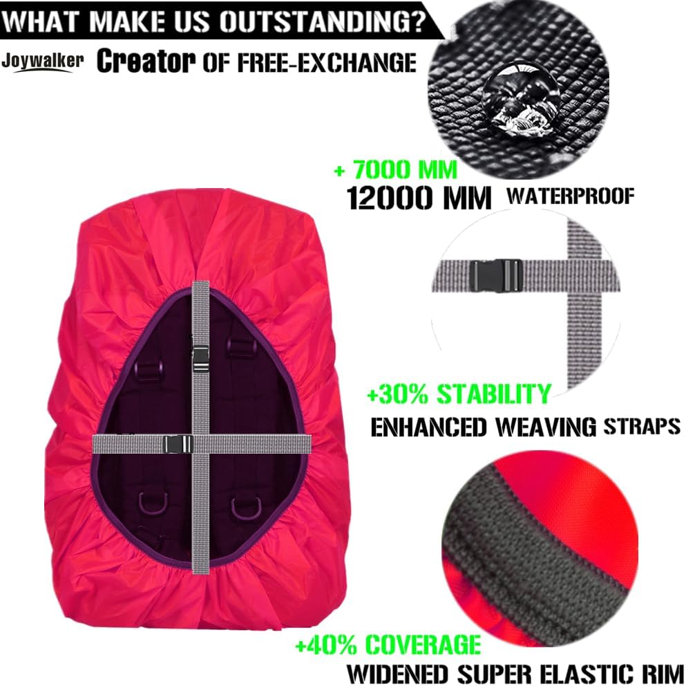 Joy Walker Waterproof Backpack Rain Cover, 12000mm Ultra-Waterproof, Upgraded Ultra-Strong Multilayers, Antislip Buckle Strap