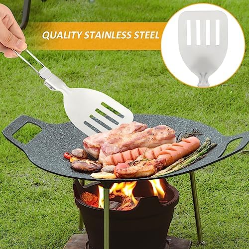 Camping Kitchen Utensil Set, 5Pcs Portable Foldable Stainless Steel Outdoor Cooking Utensil, Practical Folding Soup Ladles Strainer Spatula Kitchen Gear for Outdoor Camping