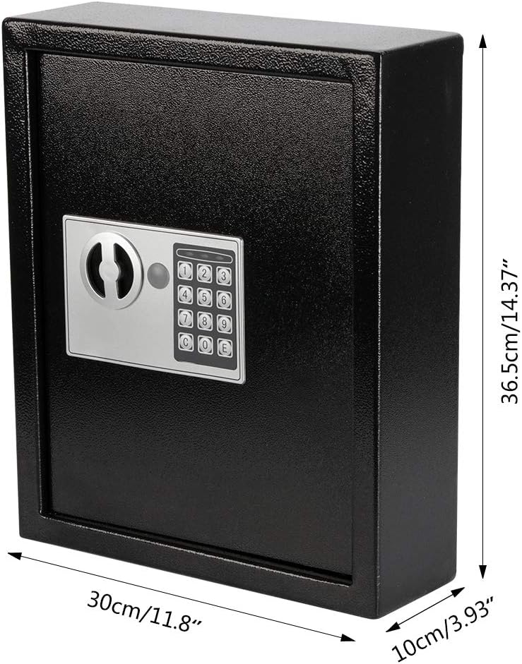 KYODOLED Electronic 40 Keys Cabinet Wall Mount,Digital Key Safe Lock Box,Large Security Lockbox for House Key,Heavy Duty Combination Lock Storage,14.37'' X 11.8'' X3.93'' (Black,40 Keys)