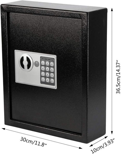 KYODOLED Electronic 40 Keys Cabinet Wall Mount,Digital Key Safe Lock Box,Large Security Lockbox for House Key,Heavy Duty Combination Lock Storage,14.37'' X 11.8'' X3.93'' (Black,40 Keys)