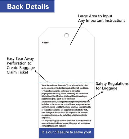 1000 Baggage Claim Check Tags with Transfer Tape on Back, 4 3/4 x 2 3/8 Hotel Luggage ID Tags Numbering from 001 to 1000, Baggage Identification for Hotel Suitcase Motel Bag