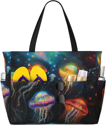 Beach Bag for Women Beach Tote Bag Waterproof Sandproof Large Bags with Zipper Big Capacity for Vacation Travel