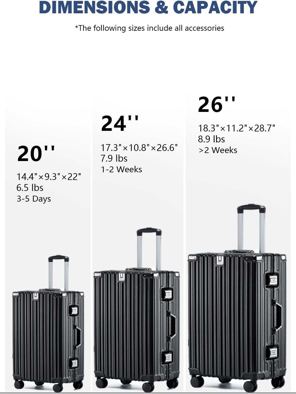 HotWay 24 Inch Aluminum Frame Luggage with Spinner Wheels, PC Hard Shell Suitcase with Cup Holder, Zipperless Luggage for Business Travel, Black