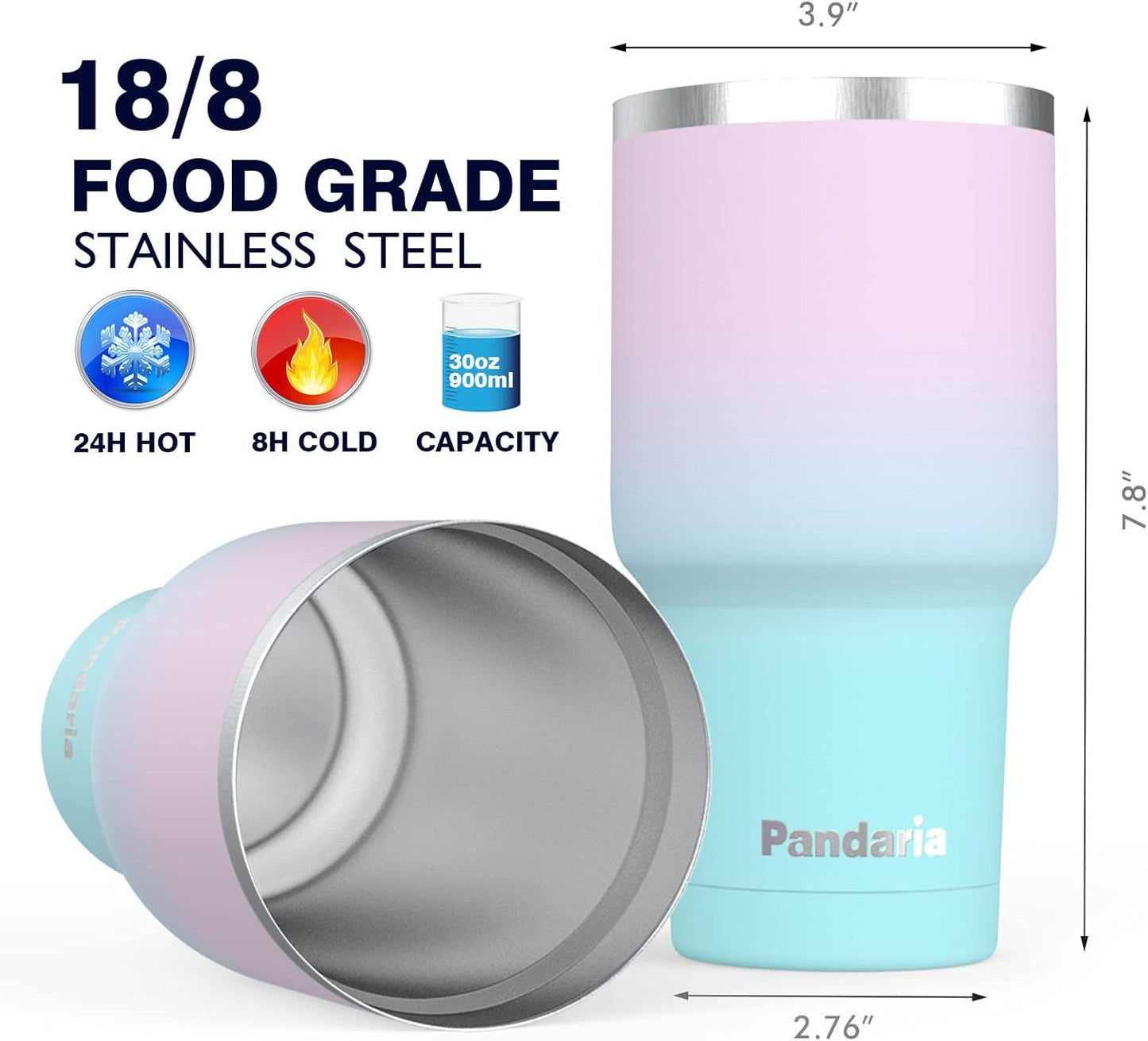 30 oz Leak Proof Tumbler with Straw, Stainless Steel Vacuum Insulated Tumbler with Straw, Durable & Dishwasher Safe, Ideal for Car, Camping, Hiking, Outdoor (Mermaid)