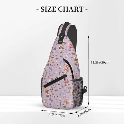 SUPLUCHOM Sling Bag Mushrooms Vintage Botanical Hiking Daypack Crossbody Shoulder Backpack Travel Chest Pack for Men Women