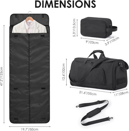 Rolling Garment Bag for Travel,Duffle Garment Bag with Wheels and Shoe Compartment for Men and Women,3 in 1 Suit Dress Bags with Wheels（Black）