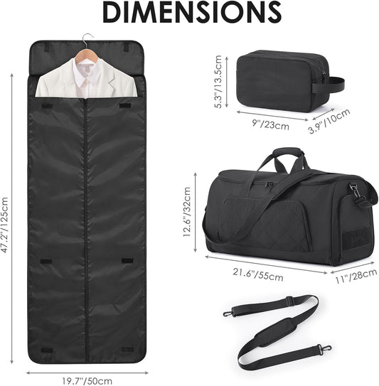 Rolling Garment Bag for Travel,Duffle Garment Bag with Wheels and Shoe Compartment for Men and Women,3 in 1 Suit Dress Bags with Wheels（Black）
