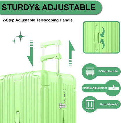Krute Luggage 28 Inch Suitcase with 4 Universal Wheels TSA Lock PC+ABS Hardside Checked Luggage (AppleGreen