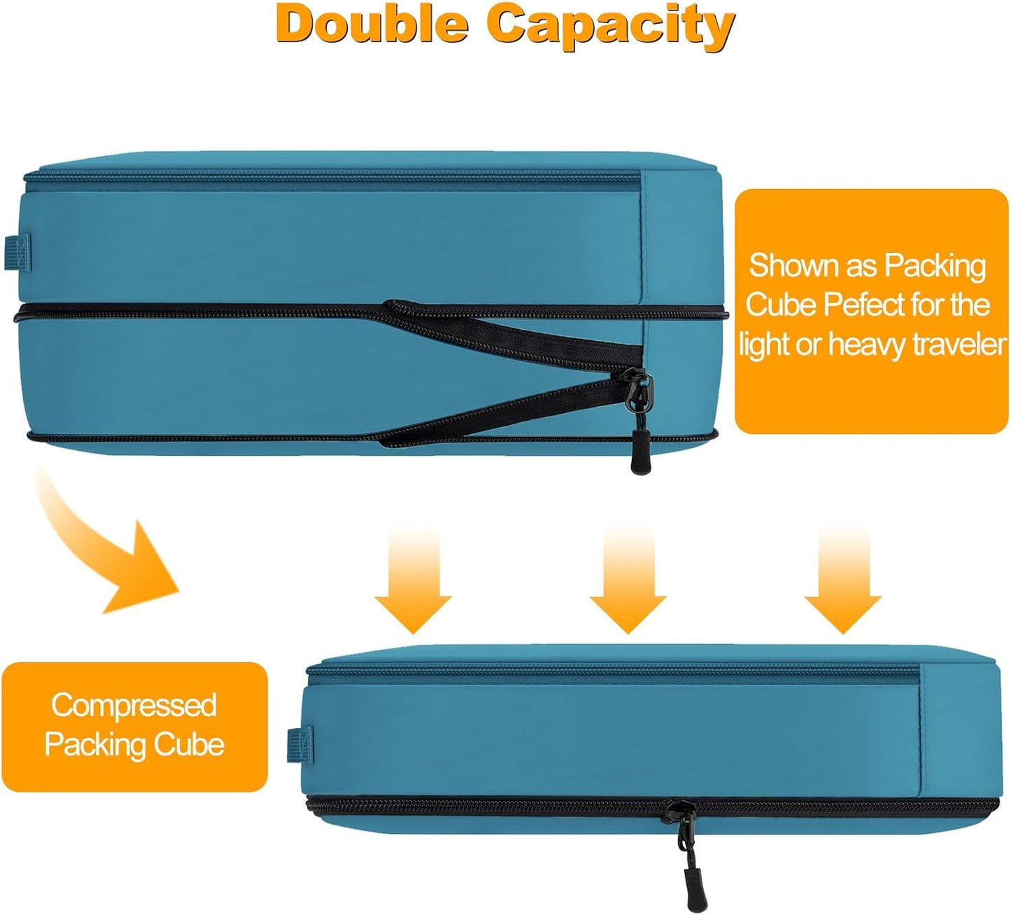 8 Set Compression Packing Cubes for Travel, Waterproof Luggage Organizers, Suitcase Organizer Set for Carry-On & Checked Baggage, Travel Accessories for Men & Women