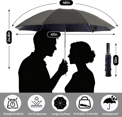 LLanxiry Compact Travel Umbrella, Mini Windproof Umbrellas for Rain & Sun, Small Lightweight Outdoor UV Umbrella, Portable Folding Umbrellas for Travel
