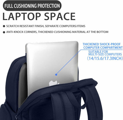 Multi-Functional Travel Laptop Backpack, Water-Resistant Large Capacity Bookbag for Work, College, and Weekend Trips