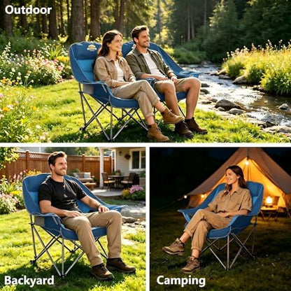 Colegence Oversized Camping Chair for Adults, Padded Lawn Chair 2 Pack