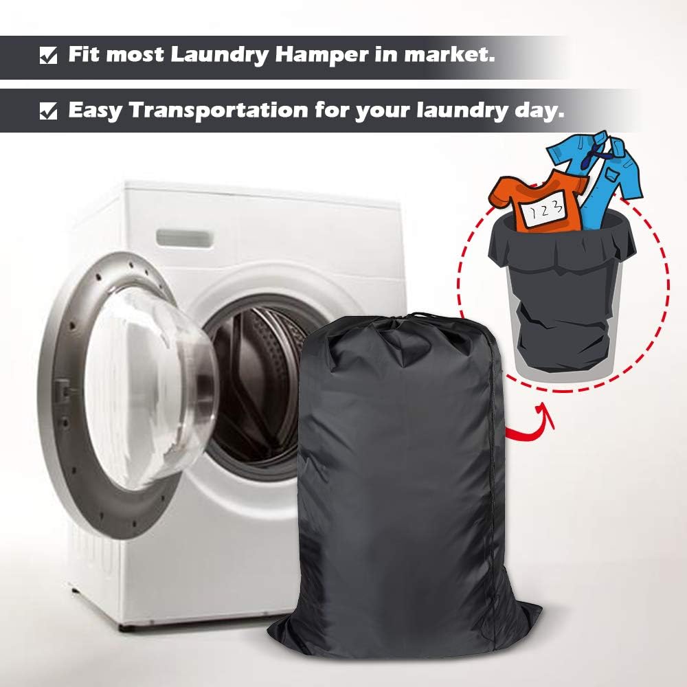 Washable Travel Laundry Bag with Drawstring, Large Dirty Clothes Bag Fit a Laundry Basket or Clothes Hamper, Enough to Hold 4 Loads of Laundry,26x39 inches (RoyalBlue Black Grey)