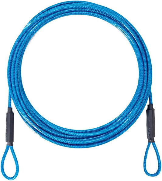 3.3mm (1/8 Inch) Outdoor Travel Stainless Steel Security Cable-30ft Luggage Lock Safety Wire Flexible Steel Wire Rope with Double Loop Safety for Luggage, Bike, Lock(Blue, 30ft-(1Pack)