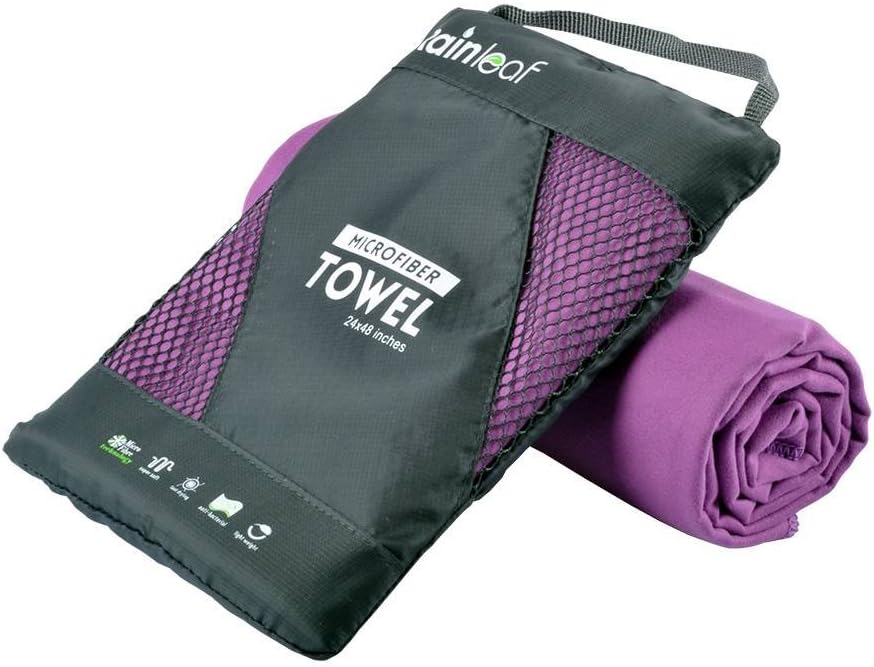 Rainleaf Microfiber Towel Perfect Travel & Gym & Camping Towel. Quick Dry - Super Absorbent - Ultra Compact - Lightweight. Suitable for Trip, Beach, Shower, Backpacking, Pool