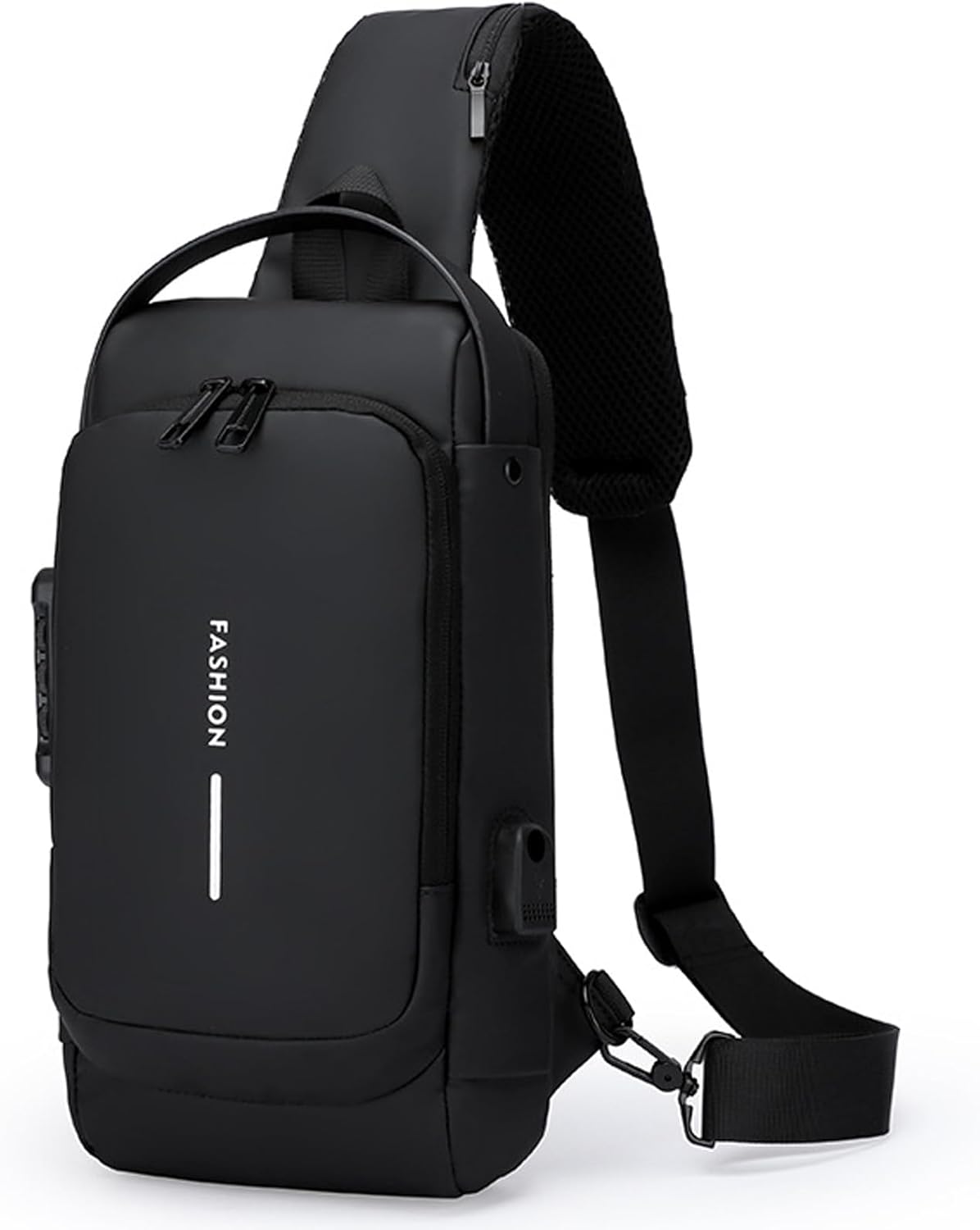 Sling Bag for Men Anti-theft USB Crossbody Shoulder Backpack Purse Waterproof PU Leather Chest Bag Travel Daily Use