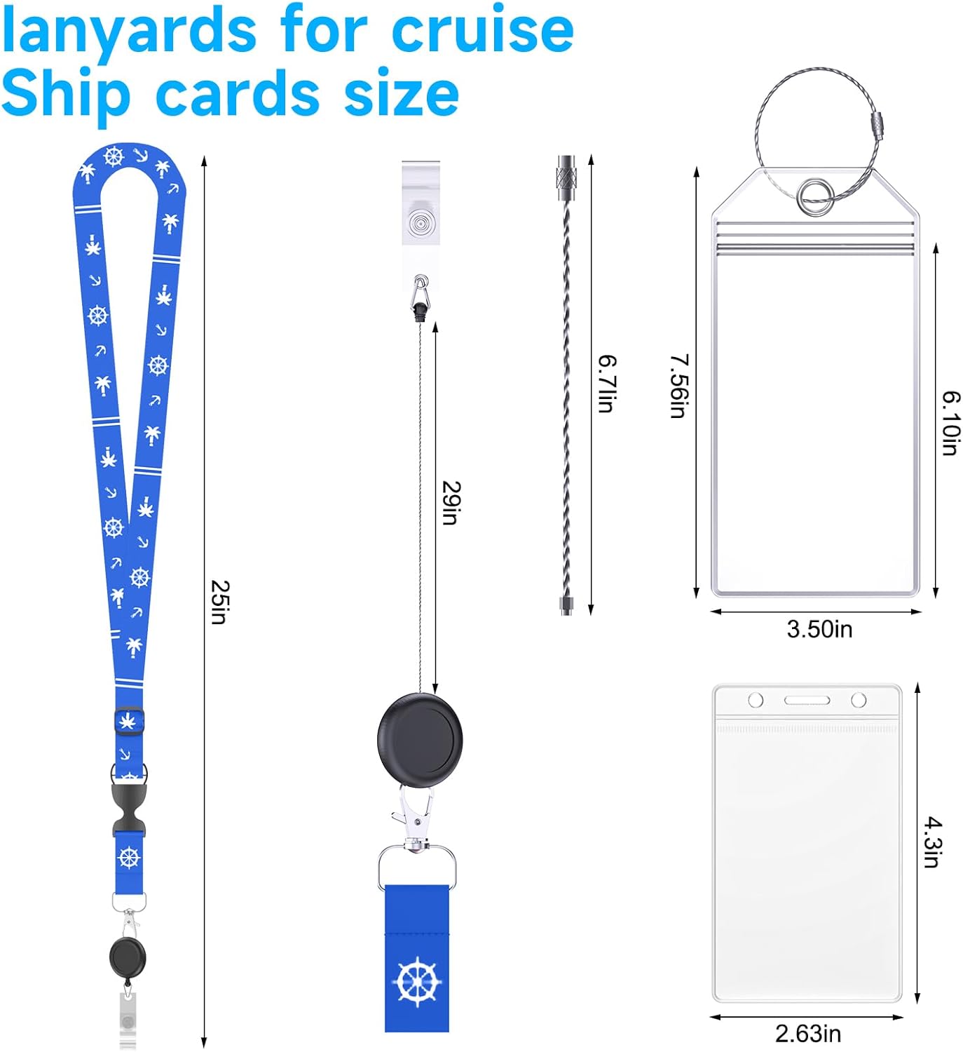 Cruise Ship Essentials, 8 Cruise Luggage Tag Holder, 4 Retractable Lanyards for Cruise Ship Cards, Cruise Essentials 2025 Works with All Cruise Lines