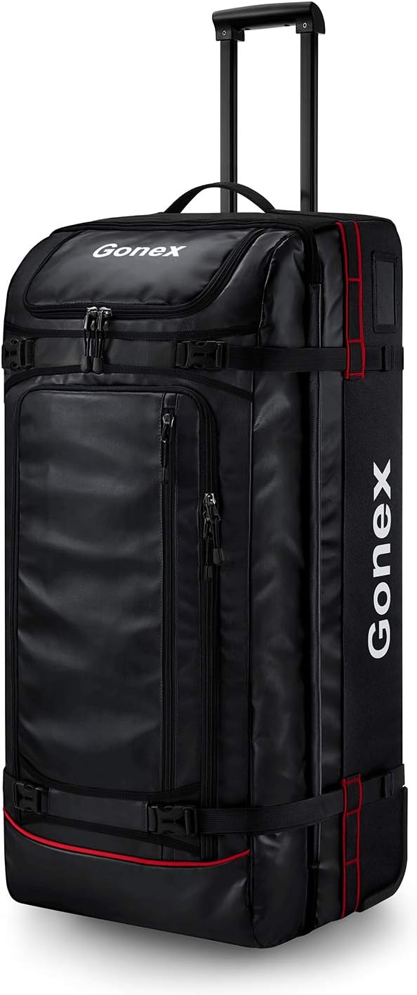 Gonex Rolling Duffle Bag with Wheels, 100L Water Repellent Large Wheeled Travel Duffel Luggage with Rollers 33 inch, Black