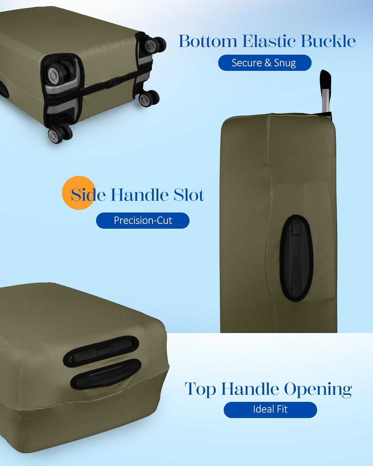 Slohif Luggage Cover for Suitcase Tsa Approved Protector - Luggage Sleeve Suit Case Cover Travel Stretch Large Baggage Case Protective Washable Fit 29-30 Inch Green