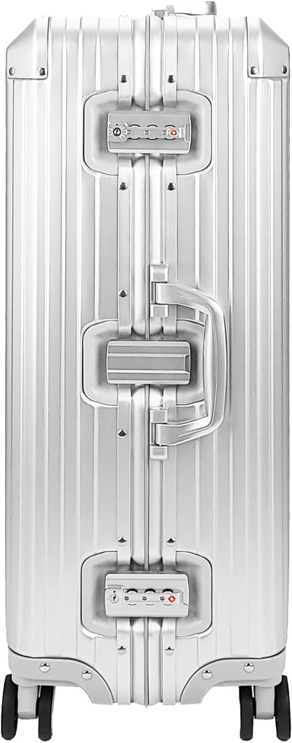 All Aluminum Luggage Suitcase 3 Sizes (20",26",29") TSA Lock Carry On Silver, Gray, Gold, Black with Cover (Silver, Double Set 20",28")