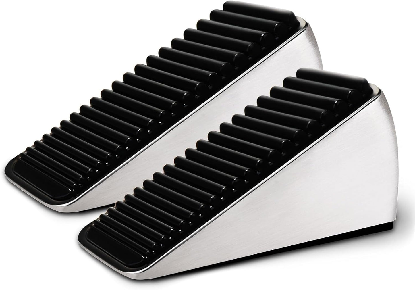 2Pc Strongest Large Door Stop - Heavy Duty Tall Door Stop Wedge Door Stoppers for Bottom of Door, Tall up to 2.6In Doorstop Zinc Alloy and Silicone Made Suits Any Heavy Door Any Smooth Floor