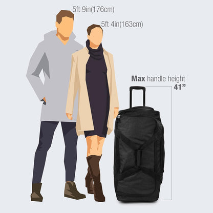 Pacific Gear Rolling Duffel Wheels, 30-inch Luggage, Hockey Bag, Heavy Duty