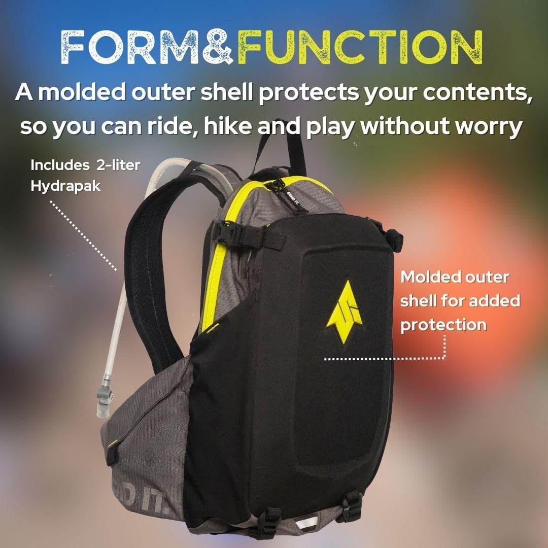 Send It Defender 15 Hydration Backpack - MTB, Moto Bag with Spine Protector for Men and Women. 15L Capacity Mountain Bike Hydration Pack - Mountain Bike Protective Gear – Adjustable Fit for Everyone