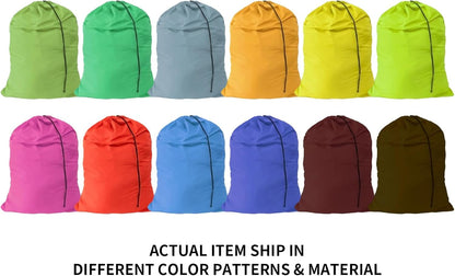 Extra Large Laundry Bag Travel Laundry Bags with Drawstring Closure Fit a Laundry Basket or Hamper for college dorm and apartment dwellers Machine Washable 30"x40" (Mixed Color 12 Pack)