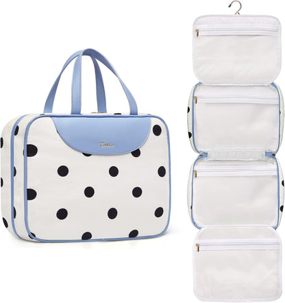 Hanging Travel Toiletry Bag,Large Capacity Cosmetic Travel Toiletry Organizer for Women with 4 Compartments & 1 Sturdy Hook,Perfect for Travel/Daily Use/Christmas