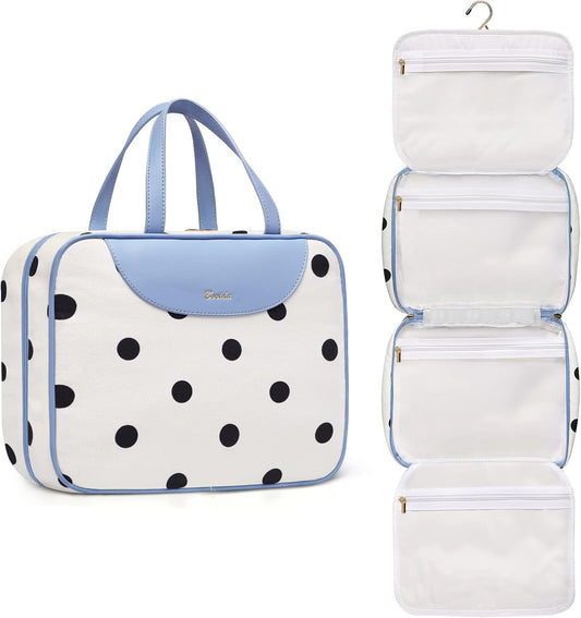 Hanging Travel Toiletry Bag,Large Capacity Cosmetic Travel Toiletry Organizer for Women with 4 Compartments & 1 Sturdy Hook,Perfect for Travel/Daily Use/Christmas