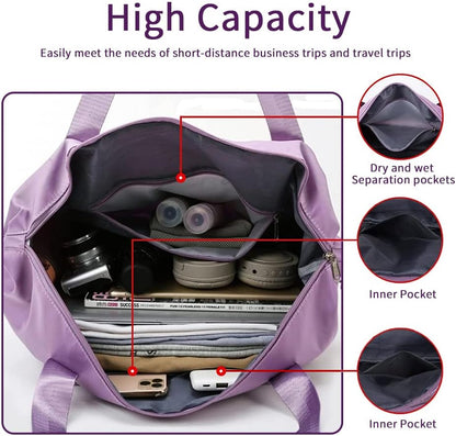 Large Capacity Foldable Travel Bag Expandable Portable Carry on Bag Dry&Wet Separation Sports Duffel Bags