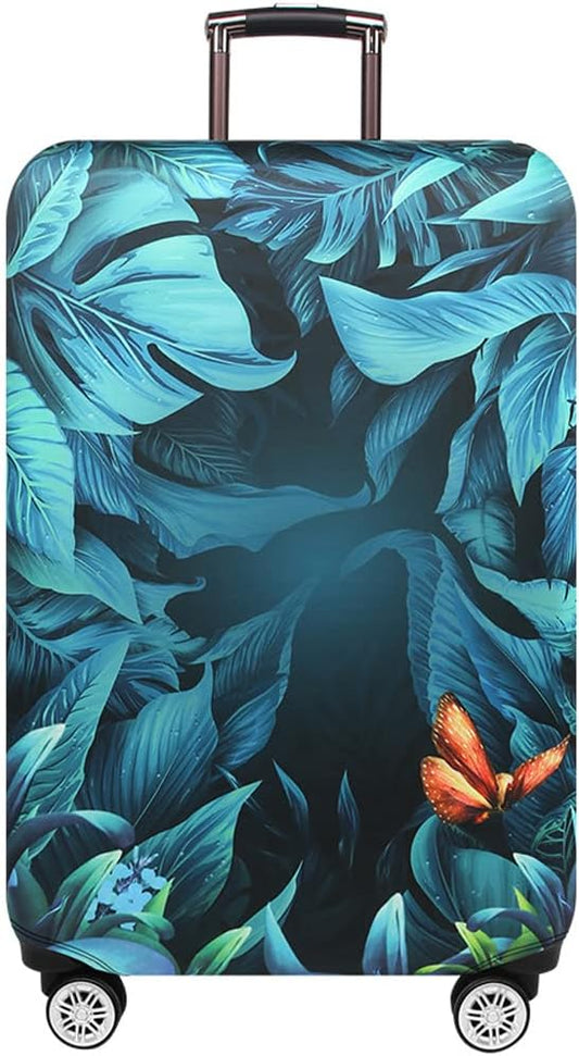 MosaiRudo Thicker Luggage Cover Elastic Suitcase Cover Protector Fits 18-32 Inch Suitcase Travel Accessories (Rainforest, M)