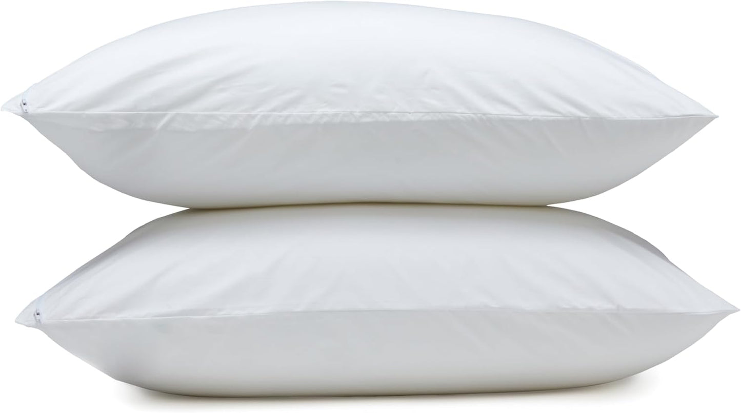 Amazon Basics Down Alternative Bed Pillows and Pillow Protector Case 2-Piece Set, 26 in x 20 in, Soft Density, Standard - Pack of 2, White