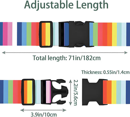 Rainbows Luggage Straps for Suitcases, Adjustable Luggage Travel Belts Security While Travel, Strong Polyester Fabric, Easy-to-Recognize Stylish Design Travel Essentials, 2 Pack