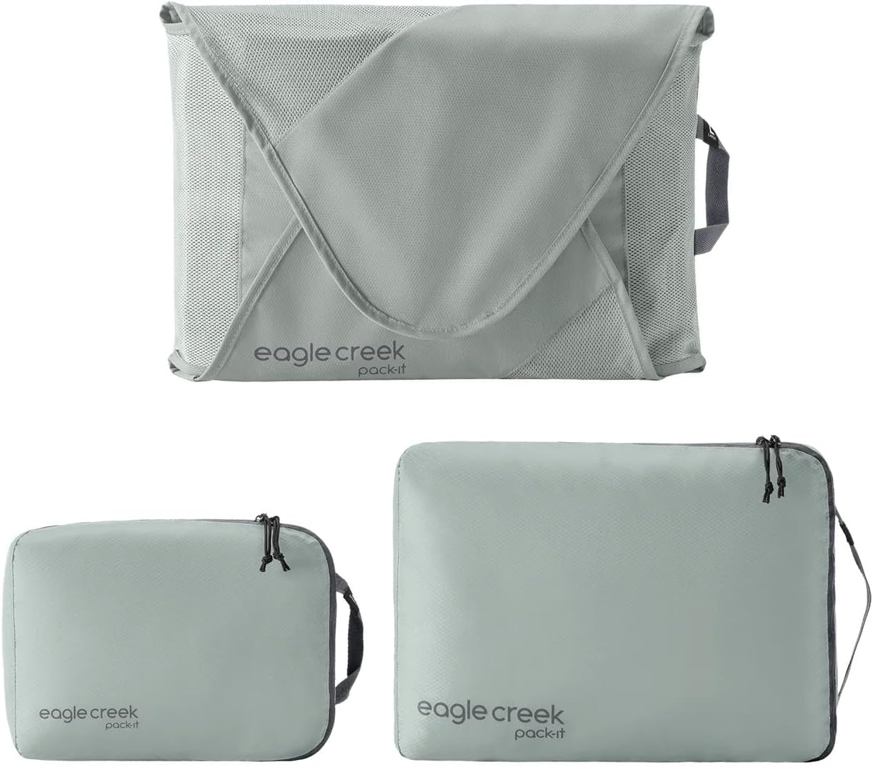 Eagle Creek Pack-It Starter Set - Includes S Isolate Cube, M Isolate Cube & L Pack-It Reveal Garment Folder - Lightweight Travel & Storage Essentials - Storm Grey