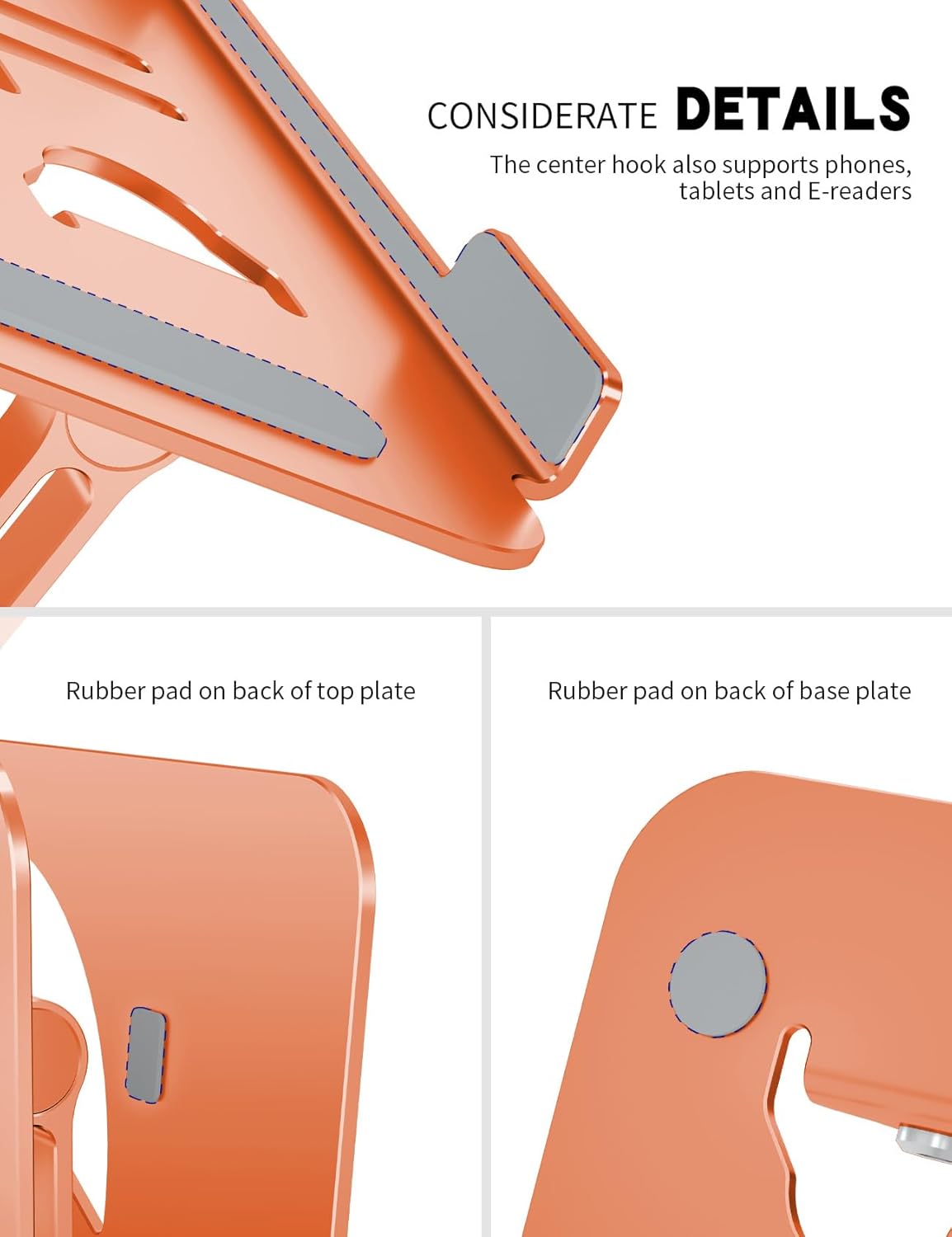 Laptop Stand, Ergonomic Adjustable Computer Stand for Collaborative Work, Foldable and Portable Heat Sink Computer Stands, Fits up to 15.6-inch Laptops (Orange)