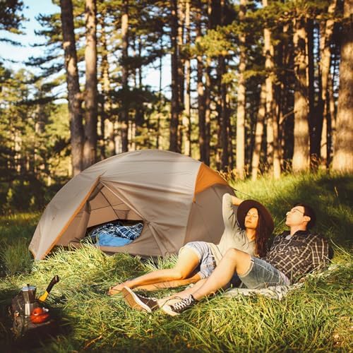 Bessport Camping Tent for 2-3 Person, Lightweight Backpacking Tent Waterproof Windproof Two Doors Easy Setup Double Layer Outdoor Tents for 3 to 4 Seasons, Suitable for Outdoor,Hiking,Camping
