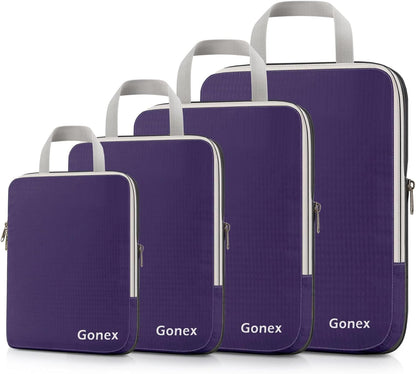 Gonex Compression Packing Cubes, 3pcs/4pcs Expandable Storage Travel Luggage Bags Organizers