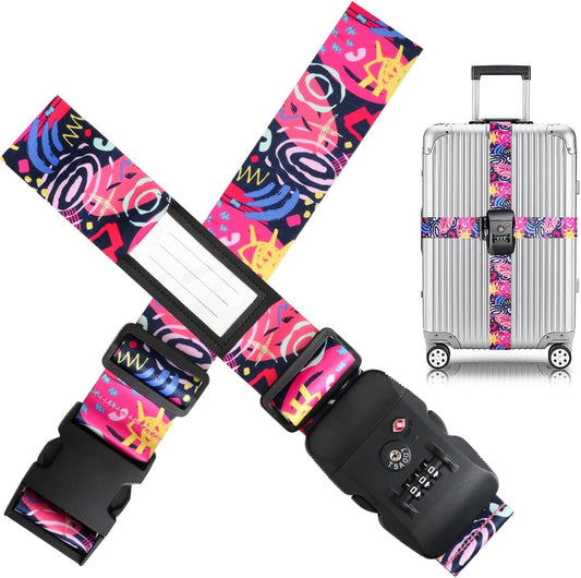 Adjustable Travel Luggage Strap Suitcase Belt Travel Bag Accessories 1.96 in W x 6.23 ft L
