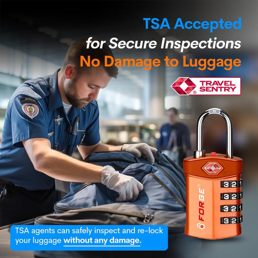 Forge 4-Digit Combination Lock, TSA Approved Locks for Luggage, Travel, Gym, School, Suitcase, Backpack, Pelican case, Easy Read dials, zinc Alloy Body.