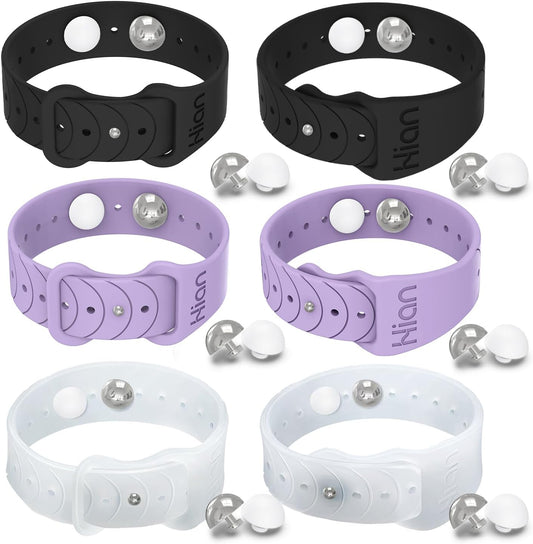 Hion Motion Sickness Bracelets Sea Sickness Wristbands for Motion Sickness/Morning Sickness/Pregnancy Nausea Anti Nausea Bands Acupressure Wristband(3Pairs-Black+Purple+Transparent)
